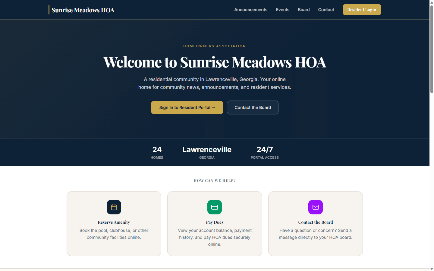 Hivepoint Resident Portal — HOA news, dues, and documents for homeowners
